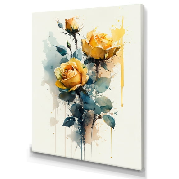 Designart Yellow Roses I Canvas Wall Art