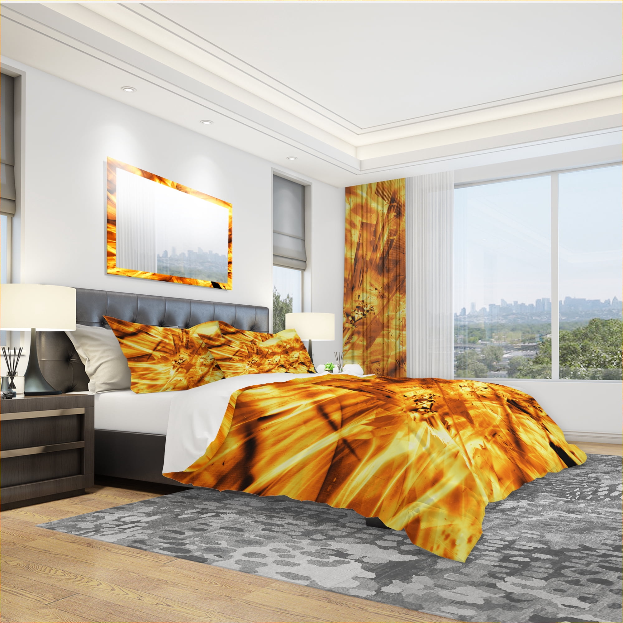 Designart 'Yellow Sandstorm' Modern & Contemporary Duvet Cover Set