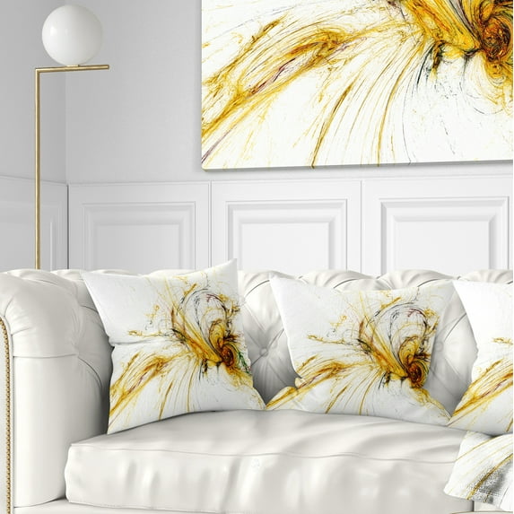 Designart Yellow Spiral Galaxy - Abstract Throw Pillow - 16x16