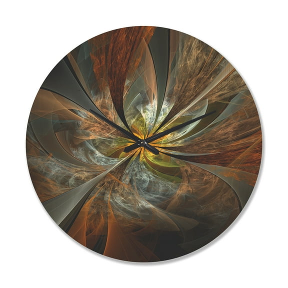 Designart 'Yellow Symmetrical Fractal Flower' Modern Wood Wall Clock