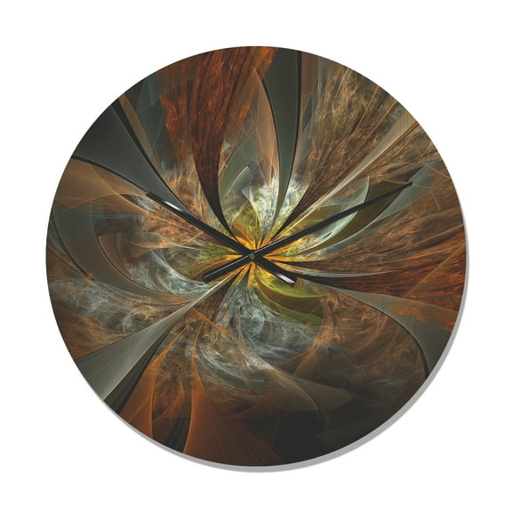 Designart 'Yellow Symmetrical Fractal Flower' Modern Wood Wall Clock