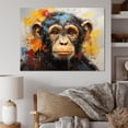thumbnail image 1 of Designart "Yellow Teal Monkey Mischievous Monkey composition" Animals Canvas Print, 1 of 5
