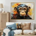 thumbnail image 1 of Designart "Yellow Teal Monkey Mischievous Monkey composition" Animals Floater Framed Canvas Print, 1 of 7