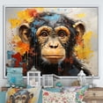 thumbnail image 1 of Designart "Yellow Teal Monkey Mischievous Monkey composition" Animals Floater Framed Canvas Print, 1 of 7
