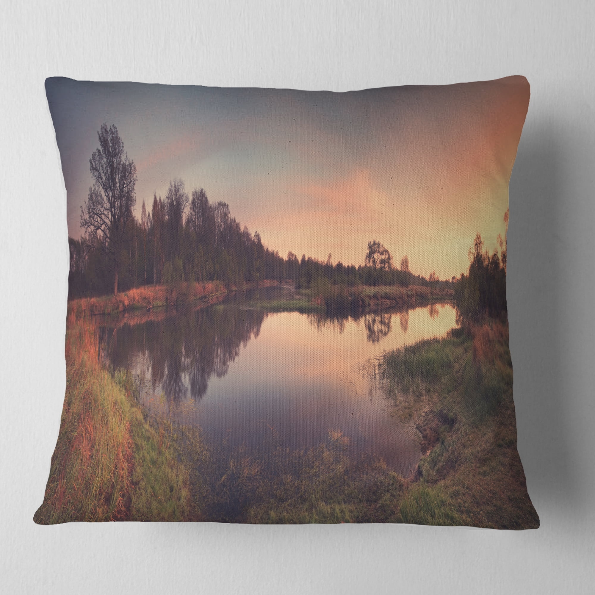 Designart Yellow Tinged Spring Mountains - Landscape Printed Throw Pillow - 18x18
