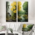 thumbnail image 1 of Designart "Yellow Trees Verdant Canopy Collage" Trees Wall Art Set Of 2 - Green Landscapes Wall Decor Set Of 2, 1 of 7