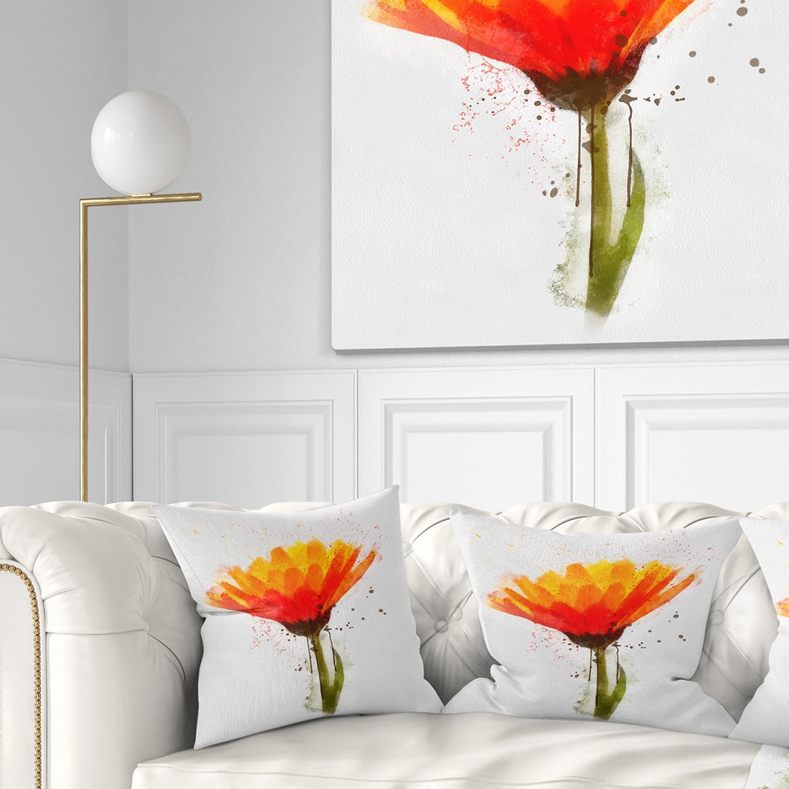 Designart Yellow Watercolor Coreopsis Flower - Floral Throw Pillow - 18x18