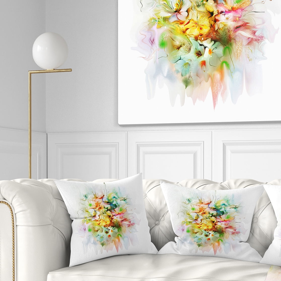 Designart Yellow Watercolor Flowers - Floral Throw Pillow - 18x18