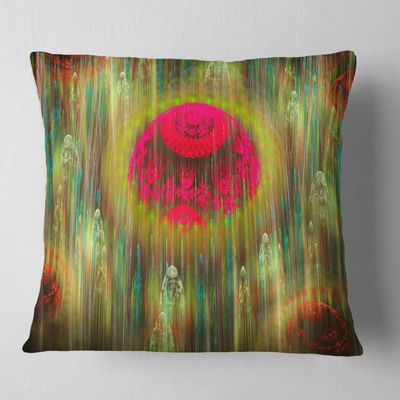 Designart Yellow World of Infinite Universe - Abstract Throw Pillow - 16x16