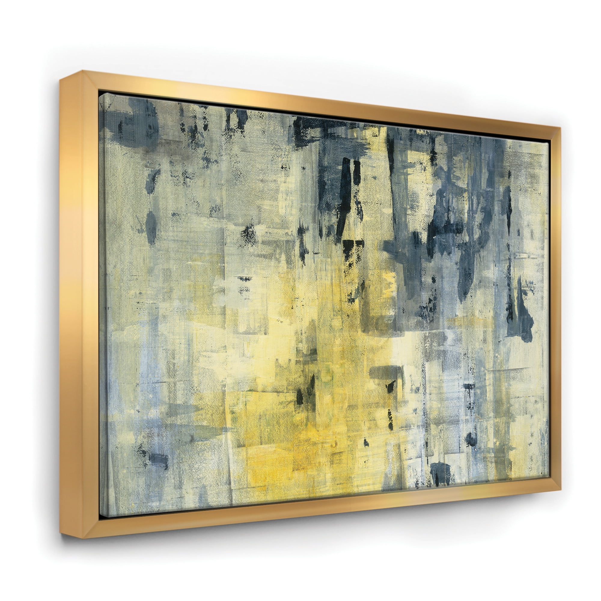 Designart ' Yellow and Black Element ' Modern & Contemporary Framed Canvas