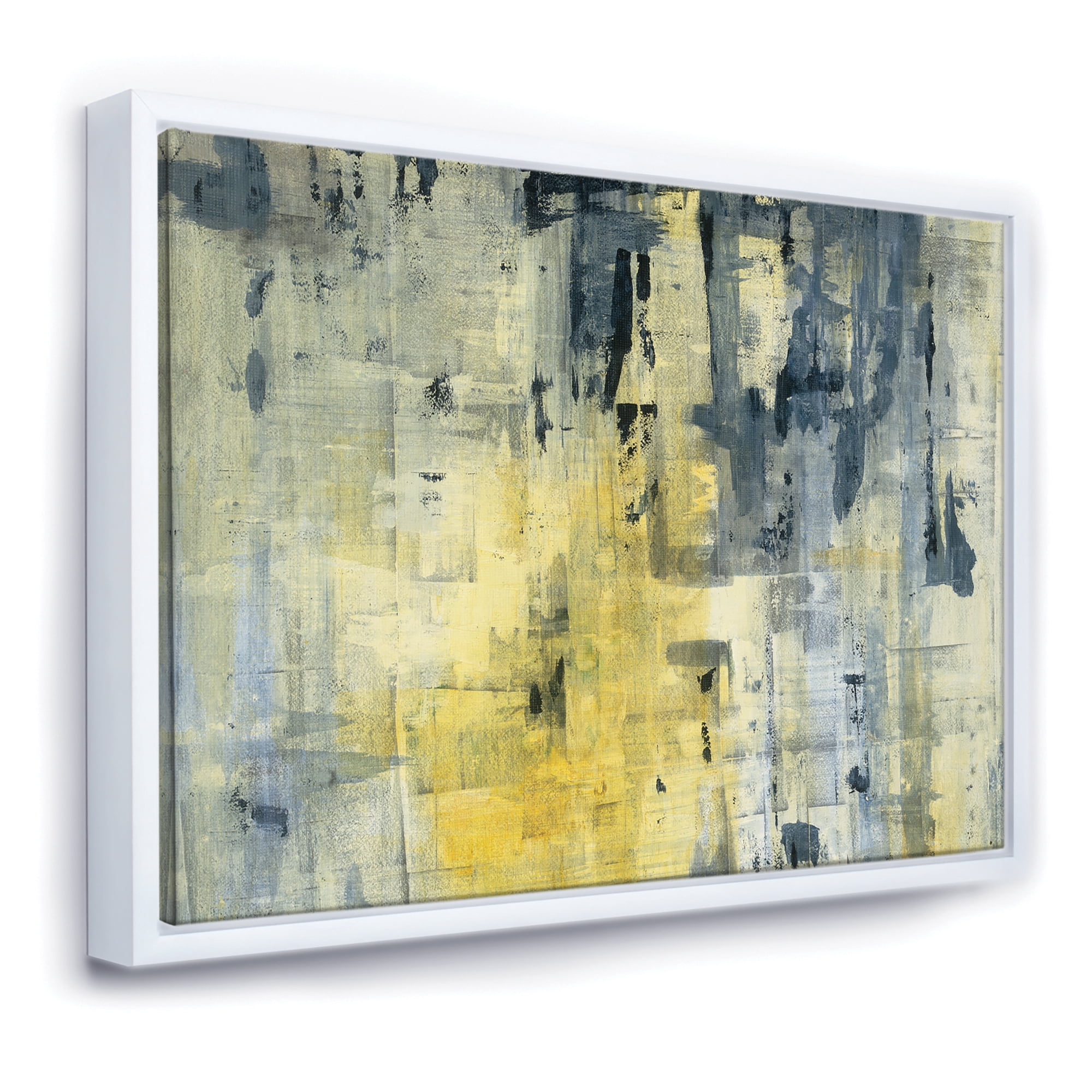 Designart ' Yellow and Black Element ' Modern & Contemporary Framed Canvas
