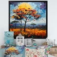 thumbnail image 1 of Designart "Yellow and Blue Fauvist African Wilderness" Floral Framed Wall Art Decor - Global Yellow Tree African Entryway Framed Wall Art, 1 of 6