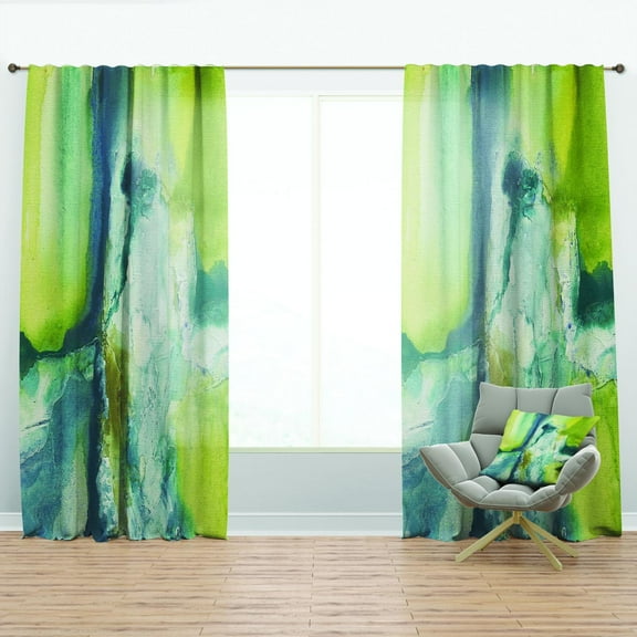 Designart 'Yellow and Blue Splash ' Modern Curtain Panel