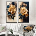 thumbnail image 1 of Designart "Yellow and Dark Blue Camellia Blossom I" Camellia Framed Wall Art Set Of 2 - Yellow Floral Framed Wall Art Set Of 2, 1 of 7