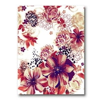 Designart ' Yellow and Pink Flowers Retro ' Traditional Canvas Wall Art Print