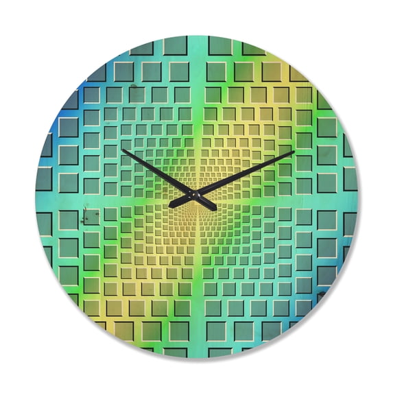 Designart 'Yellow and Purple Optical Illusion ' Modern Wood Wall Clock
