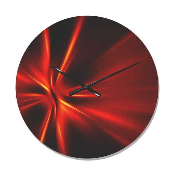 Designart 'Yellow and Red Rays ' Modern Wood Wall Clock