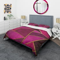 Designart 'Yellow trangular Geometry over Shades of Pink' Modern & Contemporary Duvet Cover Set