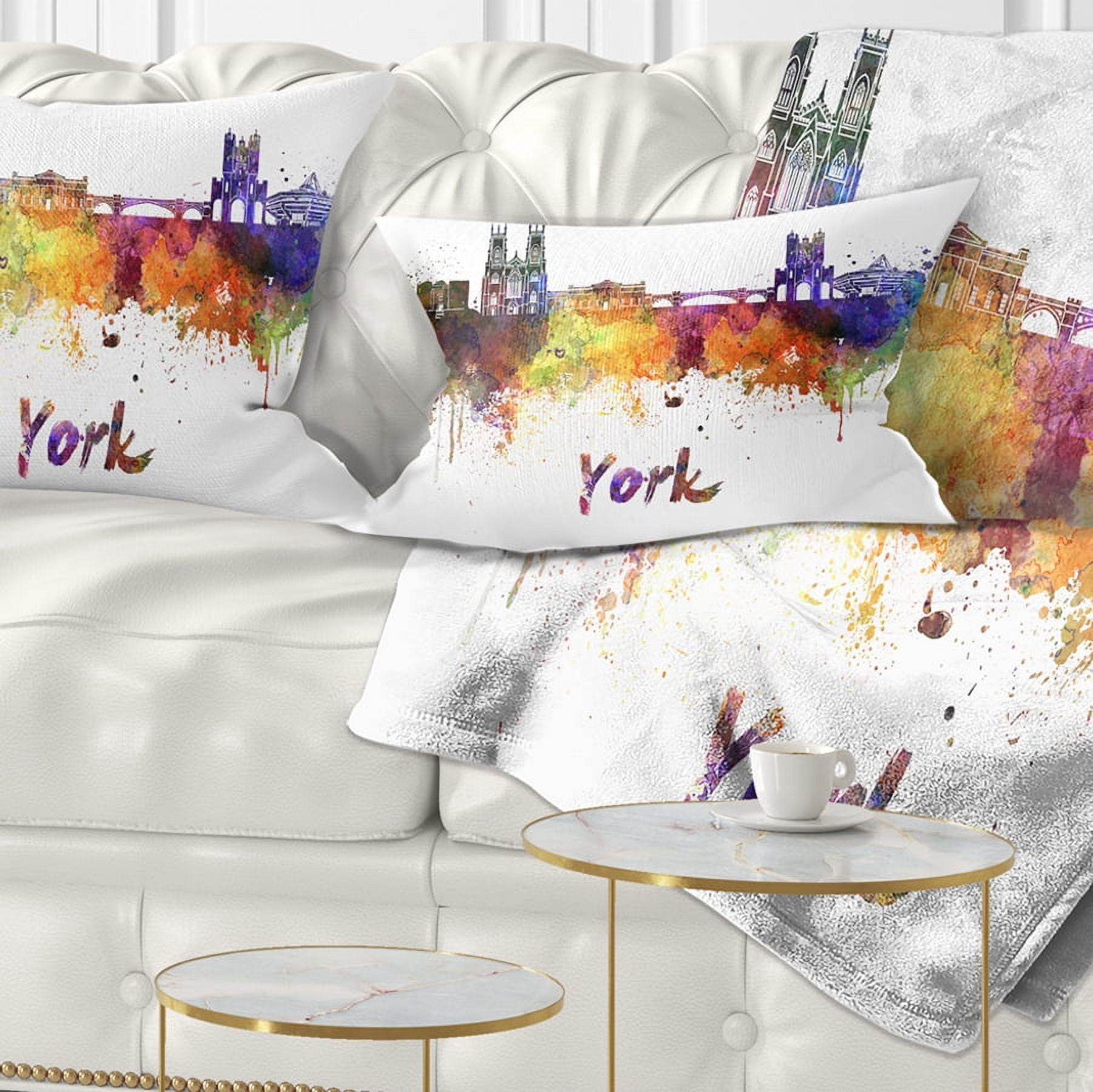 Designart York Skyline - Cityscape Throw Pillow - 12x20