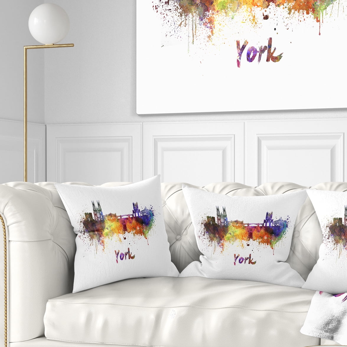 Designart York Skyline - Cityscape Throw Pillow - 18x18