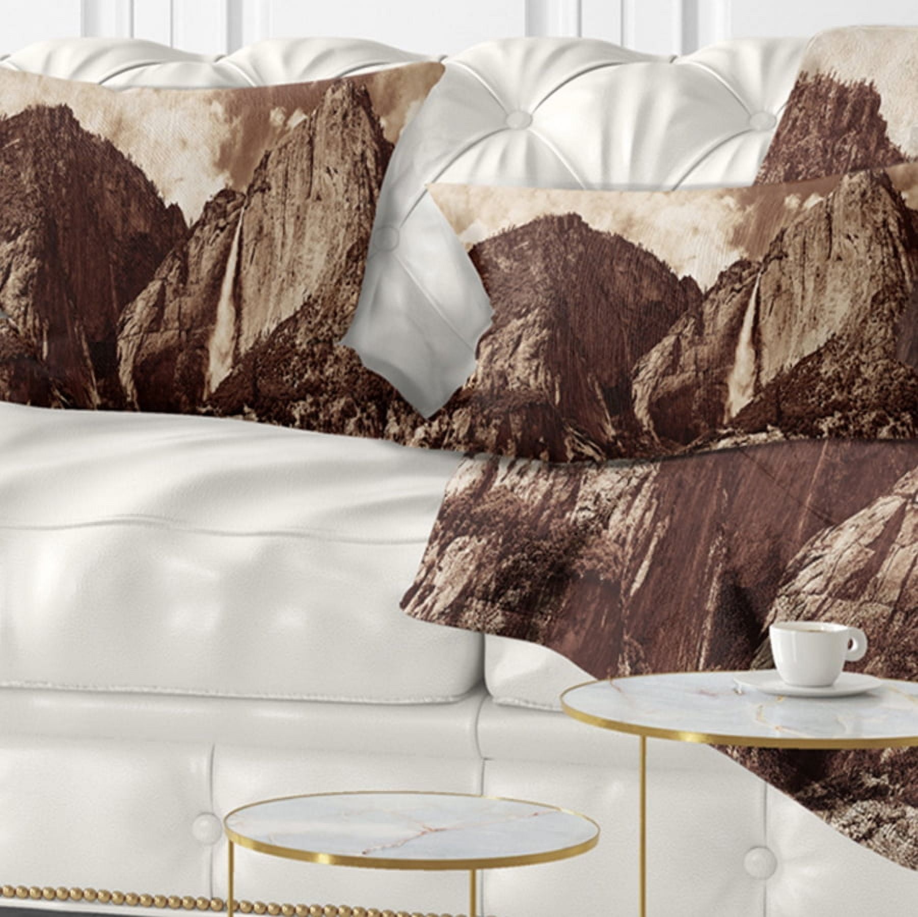 Designart Yosemite Waterfall Panorama - Seashore Throw Pillow - 12x20