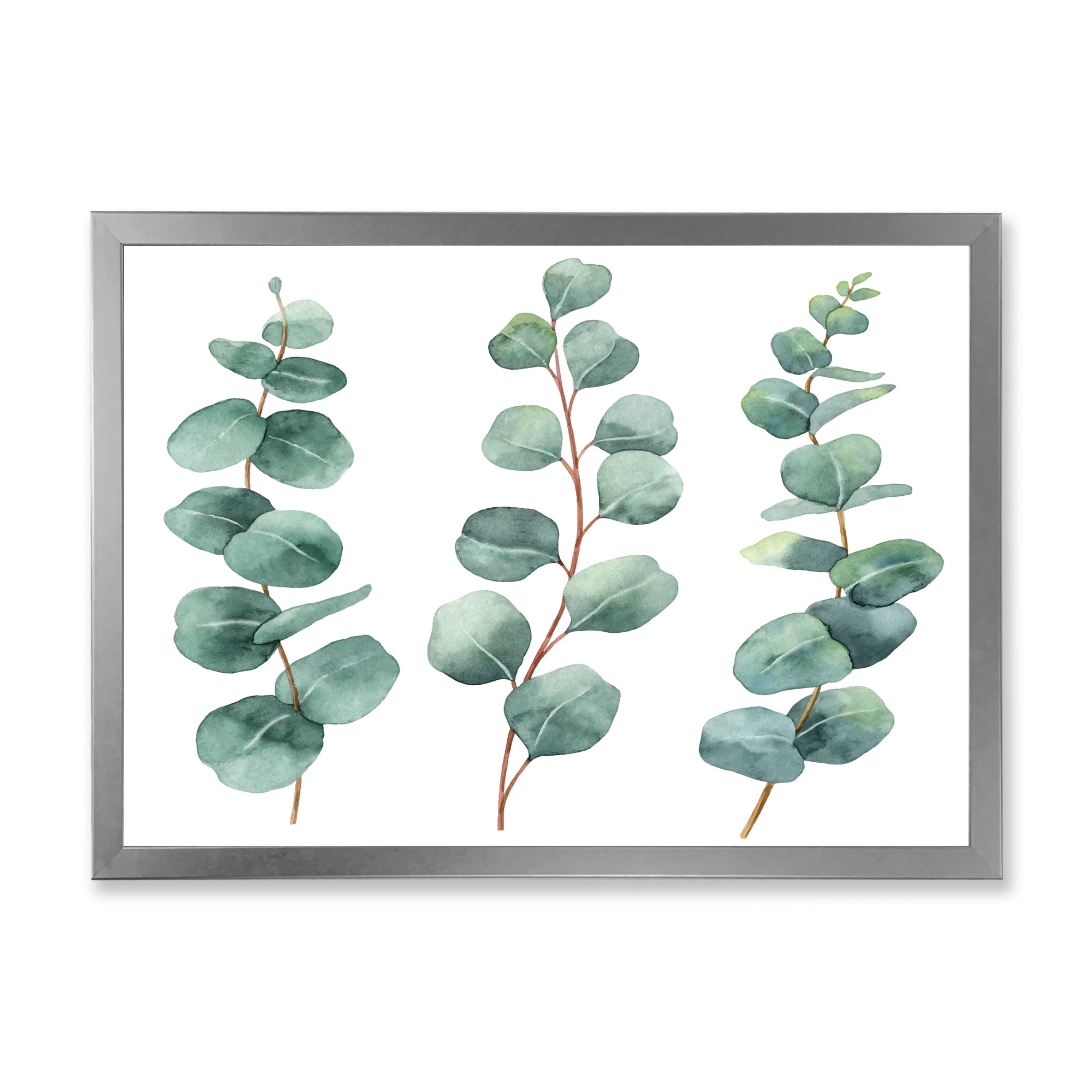 Designart 'Young Eucalyptus Branches and Leaves I' Traditional Framed Art Print
