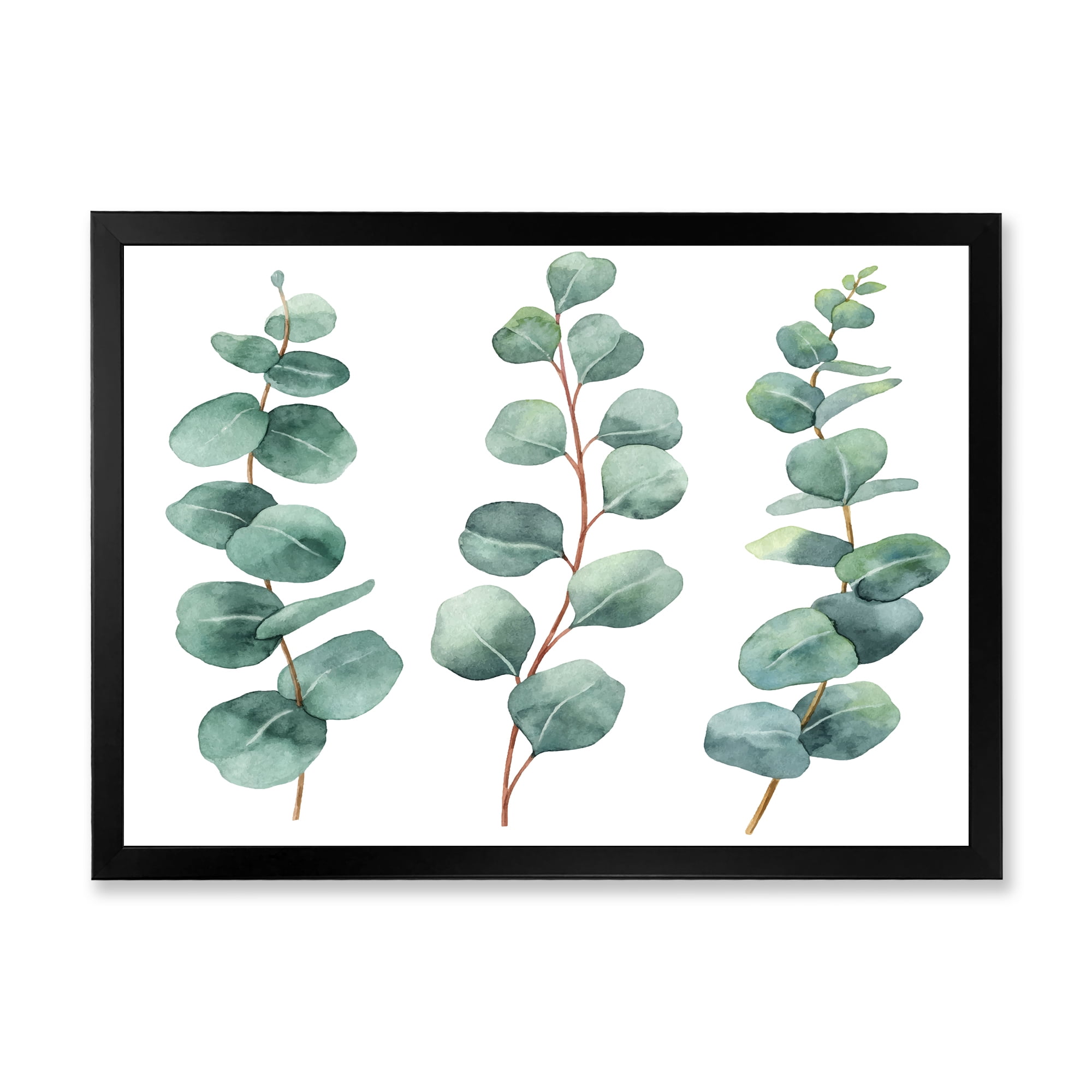 Designart 'Young Eucalyptus Branches and Leaves I' Traditional Framed Art Print