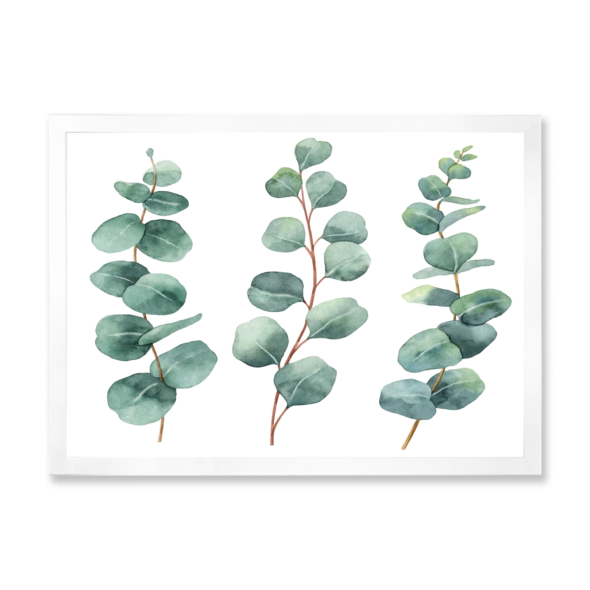 Designart 'Young Eucalyptus Branches and Leaves I' Traditional Framed Art Print