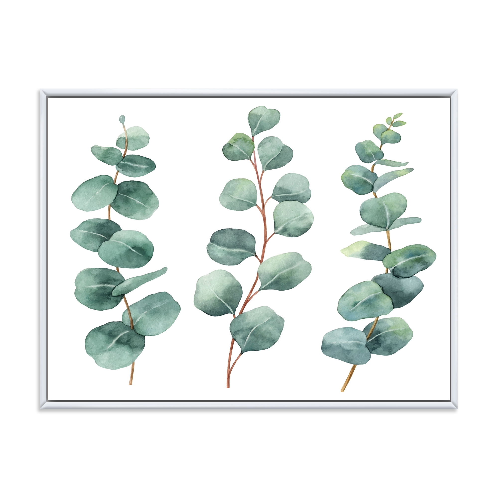 Designart 'Young Eucalyptus Branches and Leaves I' Traditional Framed Canvas Wall Art Print