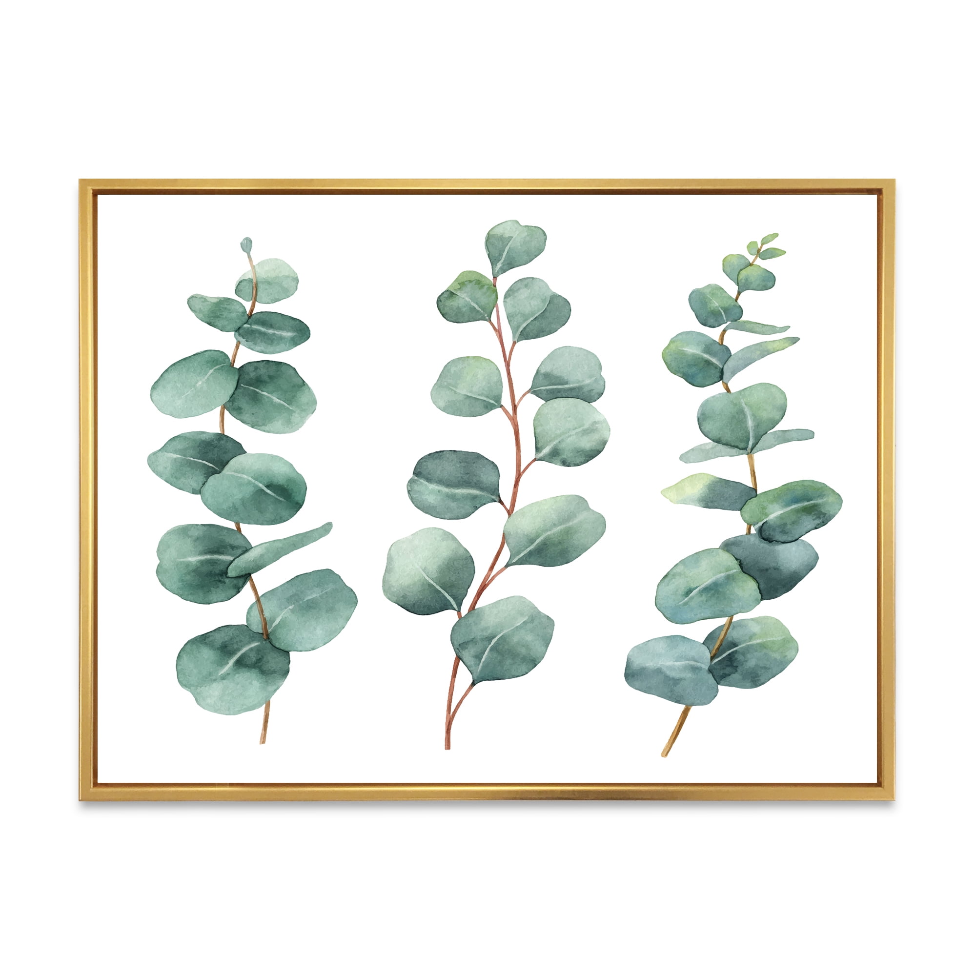 Designart 'Young Eucalyptus Branches and Leaves I' Traditional Framed Canvas Wall Art Print