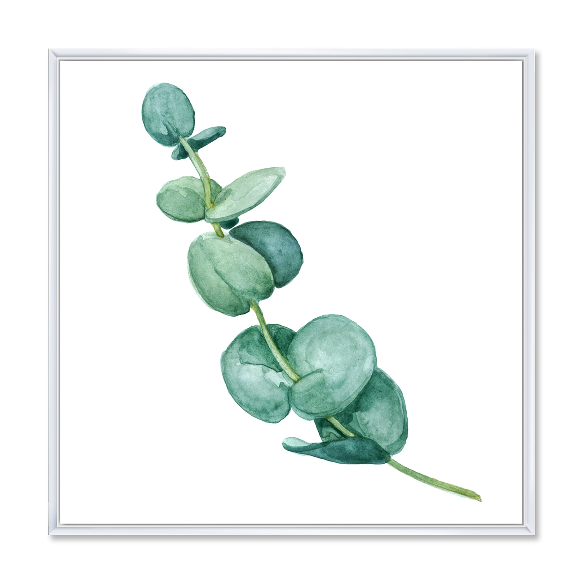 Designart 'Young Eucalyptus Branches and Leaves II' Traditional Framed Canvas Wall Art Print