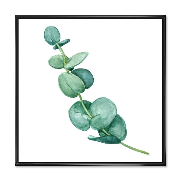 Designart 'Young Eucalyptus Branches and Leaves II' Traditional Framed Canvas Wall Art Print