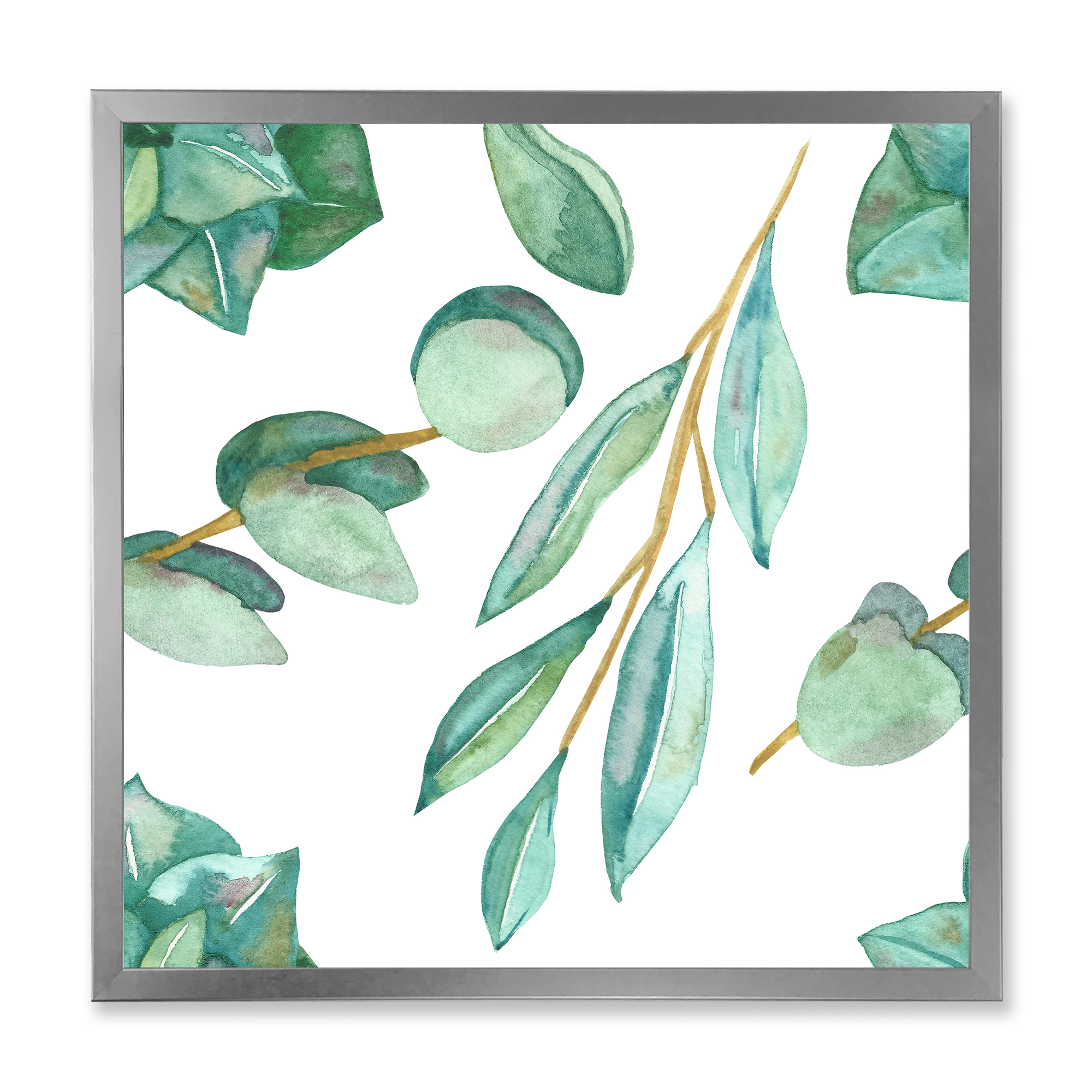 Designart 'Young Eucalyptus Branches and Leaves III' Traditional Framed Art Print