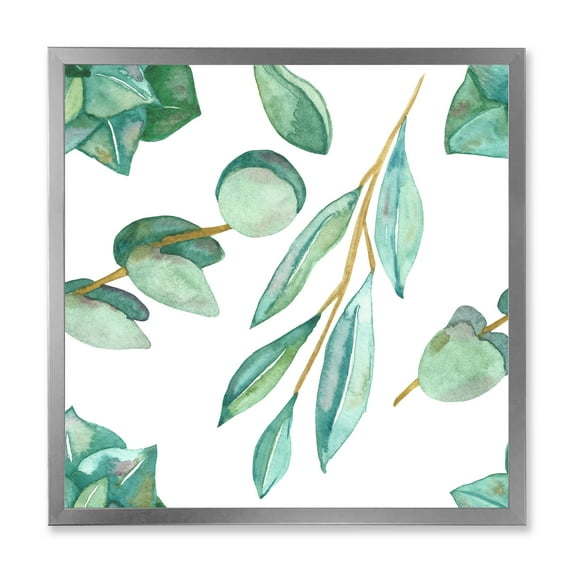 Designart 'Young Eucalyptus Branches and Leaves III' Traditional Framed Art Print