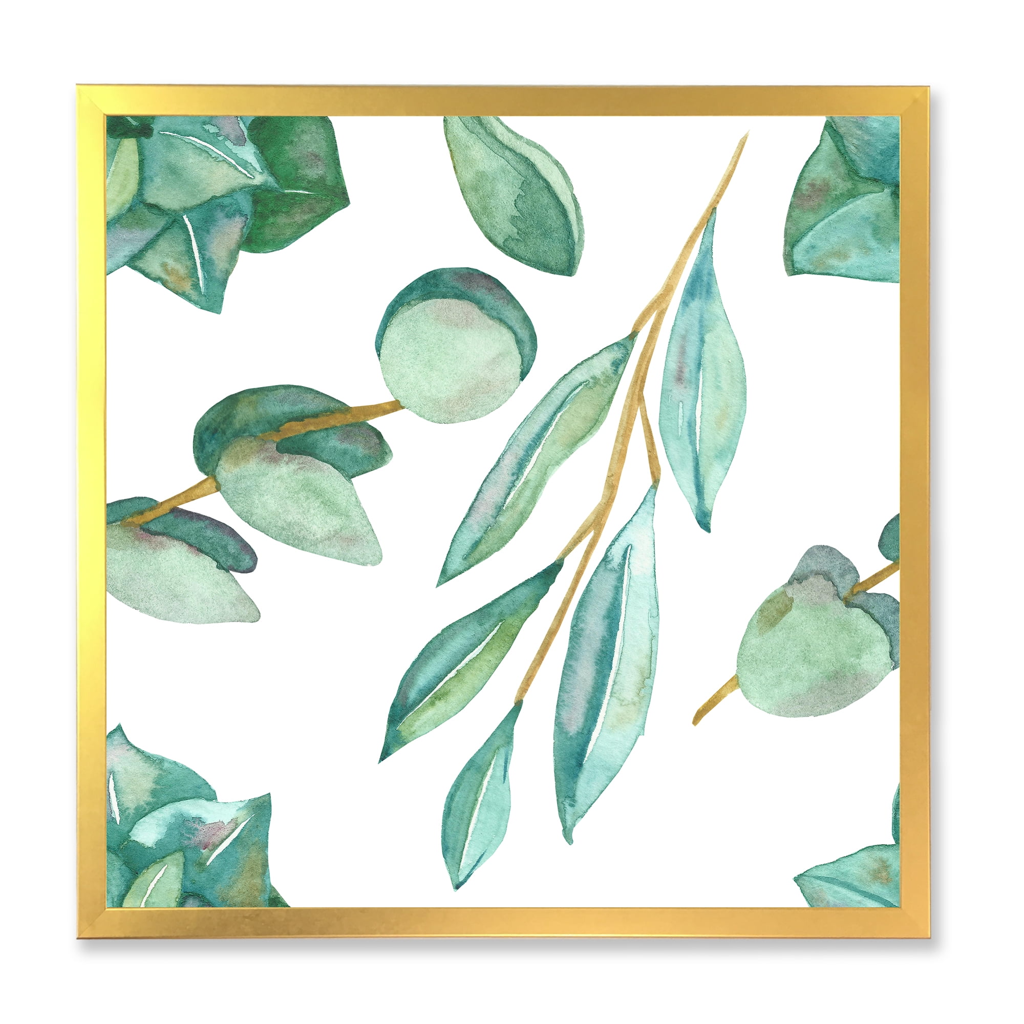 Designart 'Young Eucalyptus Branches and Leaves III' Traditional Framed Art Print