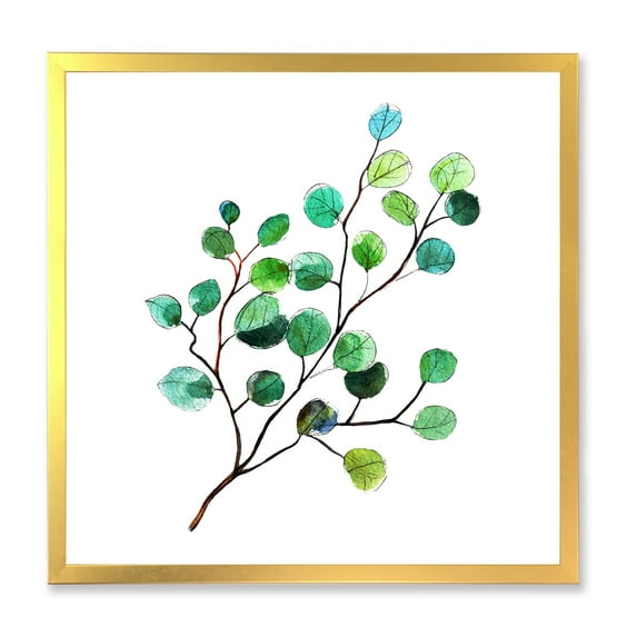 Designart 'Young Eucalyptus Branches and Leaves IV' Traditional Framed Art Print