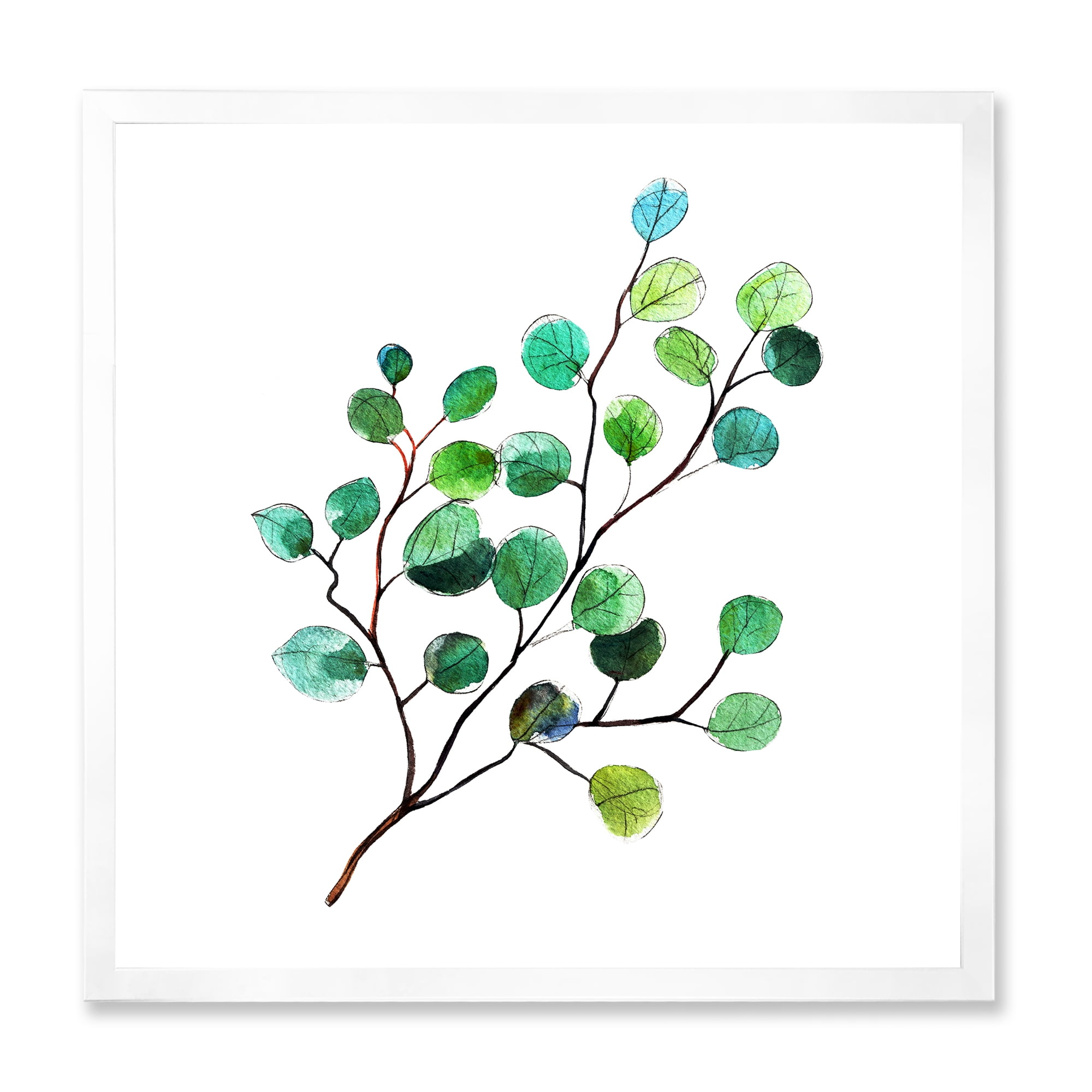 Designart 'Young Eucalyptus Branches and Leaves IV' Traditional Framed Art Print