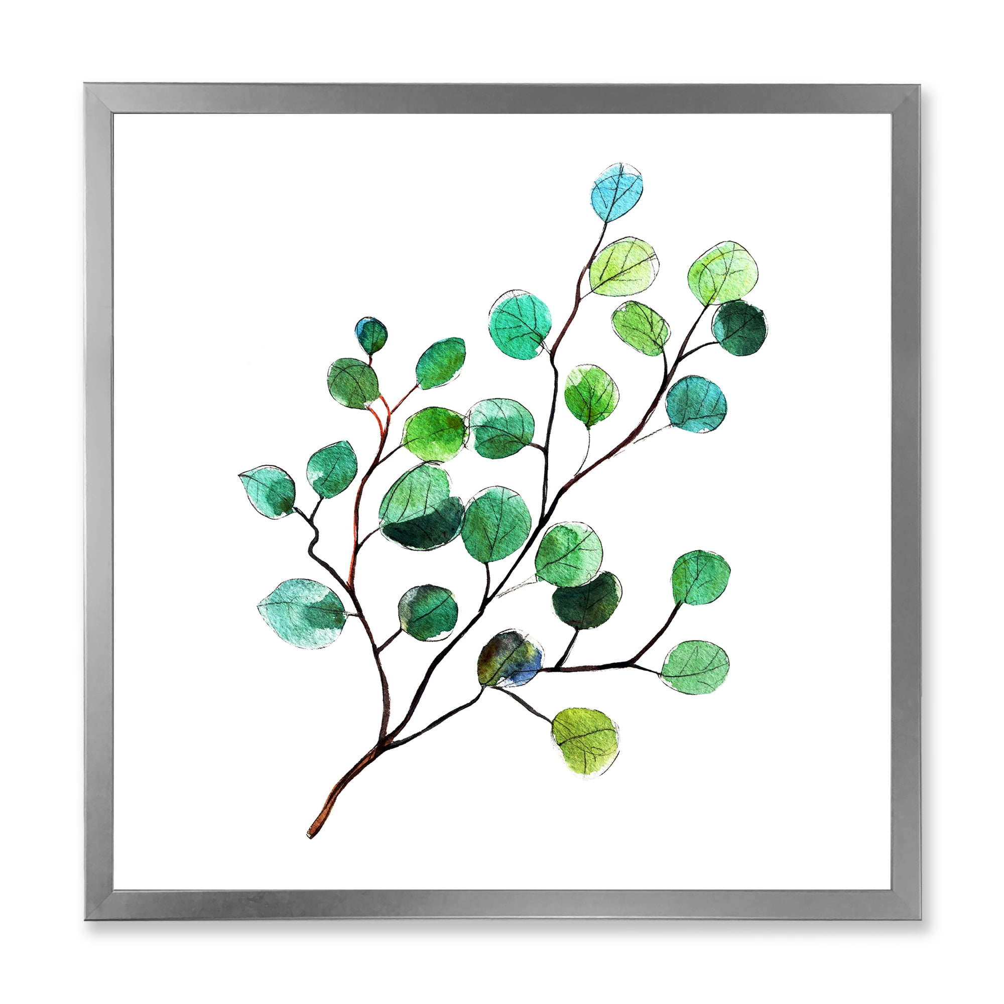 Designart 'Young Eucalyptus Branches and Leaves IV' Traditional Framed Art Print