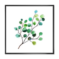 Designart 'Young Eucalyptus Branches and Leaves IV' Traditional Framed Canvas Wall Art Print