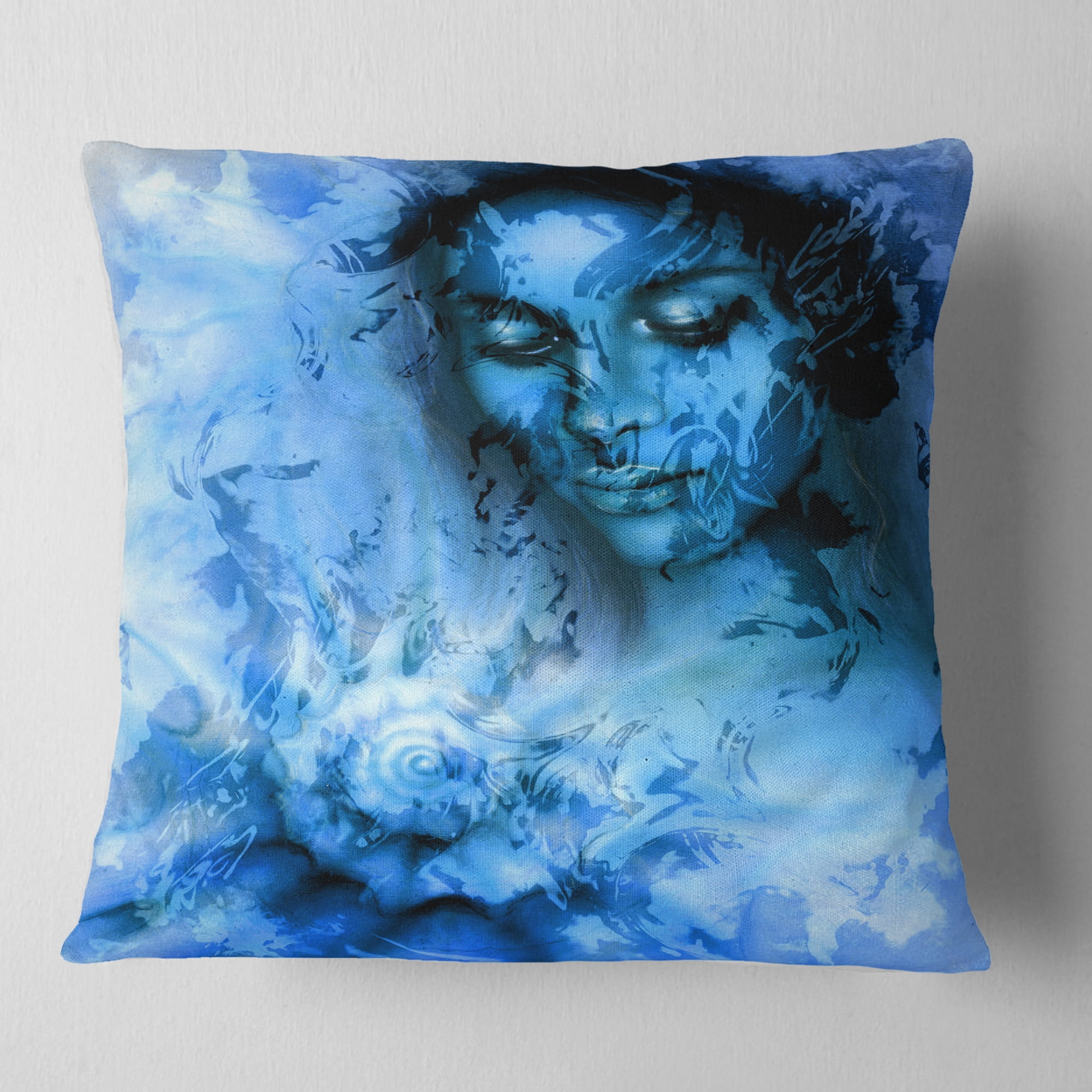 Designart Young Woman With Closed Eyes - Portrait Throw Pillow - 18x18