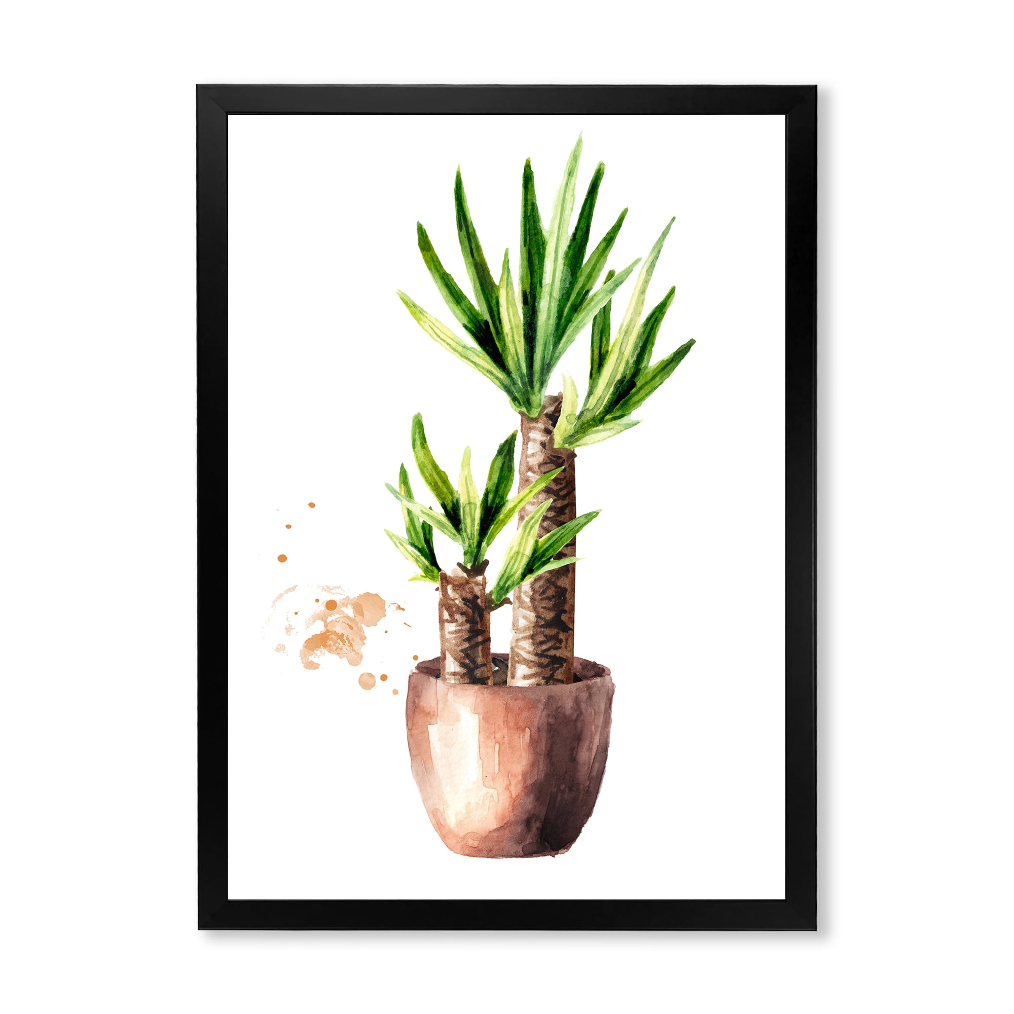Designart 'Yucca Tree In The Ceramic Flower Pot On White' Traditional Framed Art Print