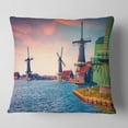 thumbnail image 1 of Designart Zaandam Mills on Water Channel - Landscape Printed Throw Pillow - 16x16, 1 of 4
