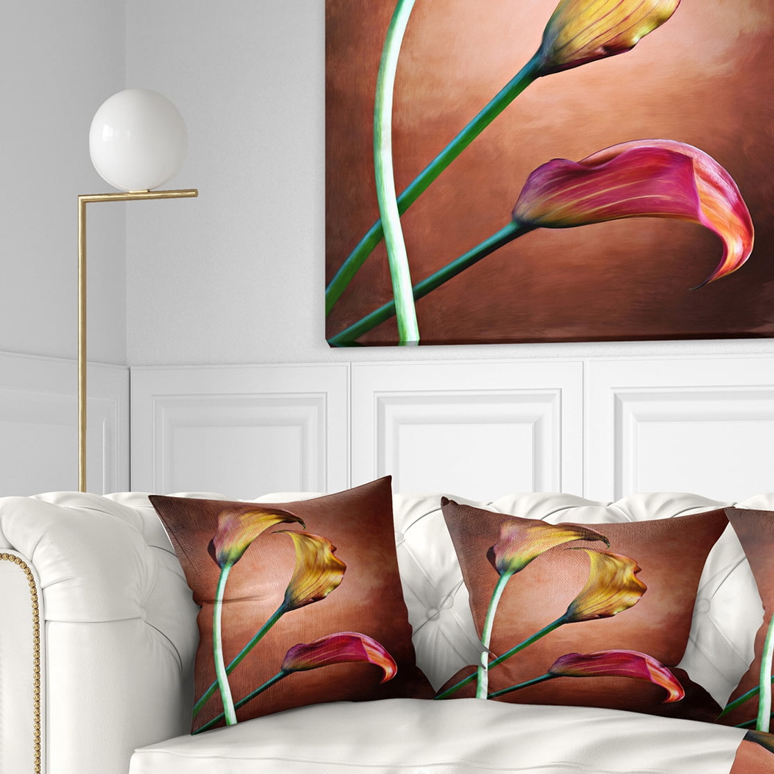 Designart Zantedeschia Aethiopica - Floral Throw Pillow - 18x18