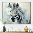 thumbnail image 1 of Designart "Zebra Color Pop In Black And Blue II" Animals Zebra Floater Framed Wall Art Prints, 1 of 5