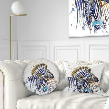 Designart Zebra Family Illustration Watercolor - Contemporary Animal Throw Pillow - 12x20