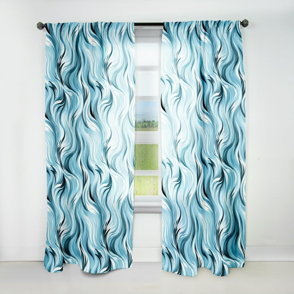 Designart "Zebra Rhythms In Blue" Abstract Curtain Panels