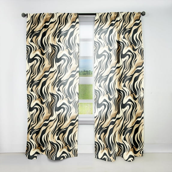 Designart "Zebra Stripes In Mocha II" Abstract Room Darkening Curtain Single Panel