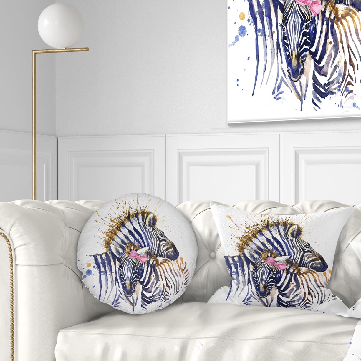 Designart Zebra Watercolor Leftwards - Animal Throw Pillow - 12x20