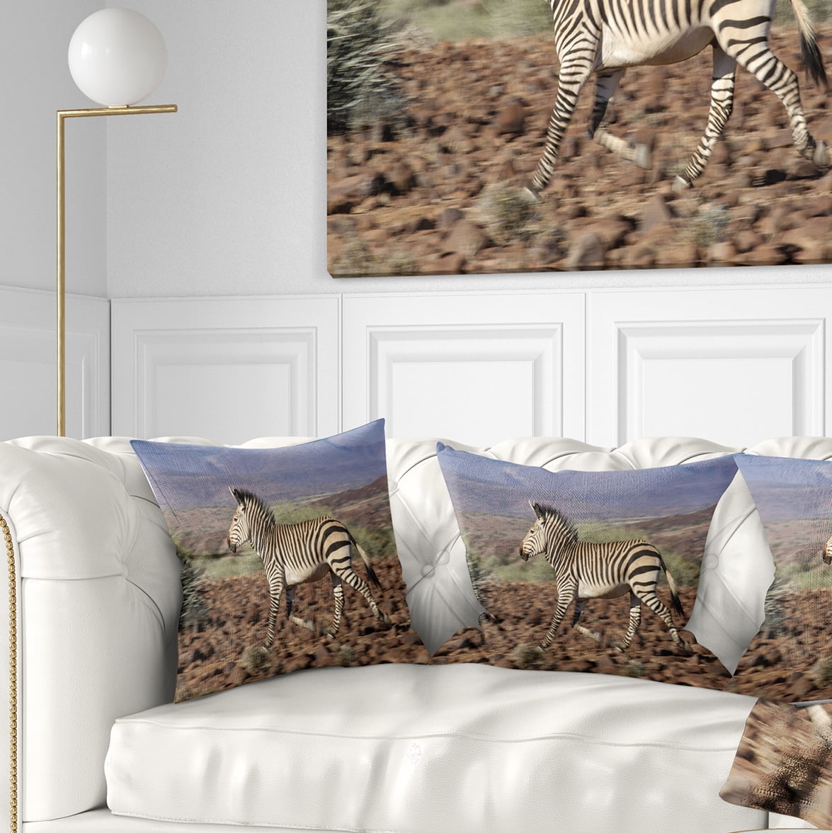 Designart Zebra in Damaraland - Landscape Photography Throw Pillow - 16x16