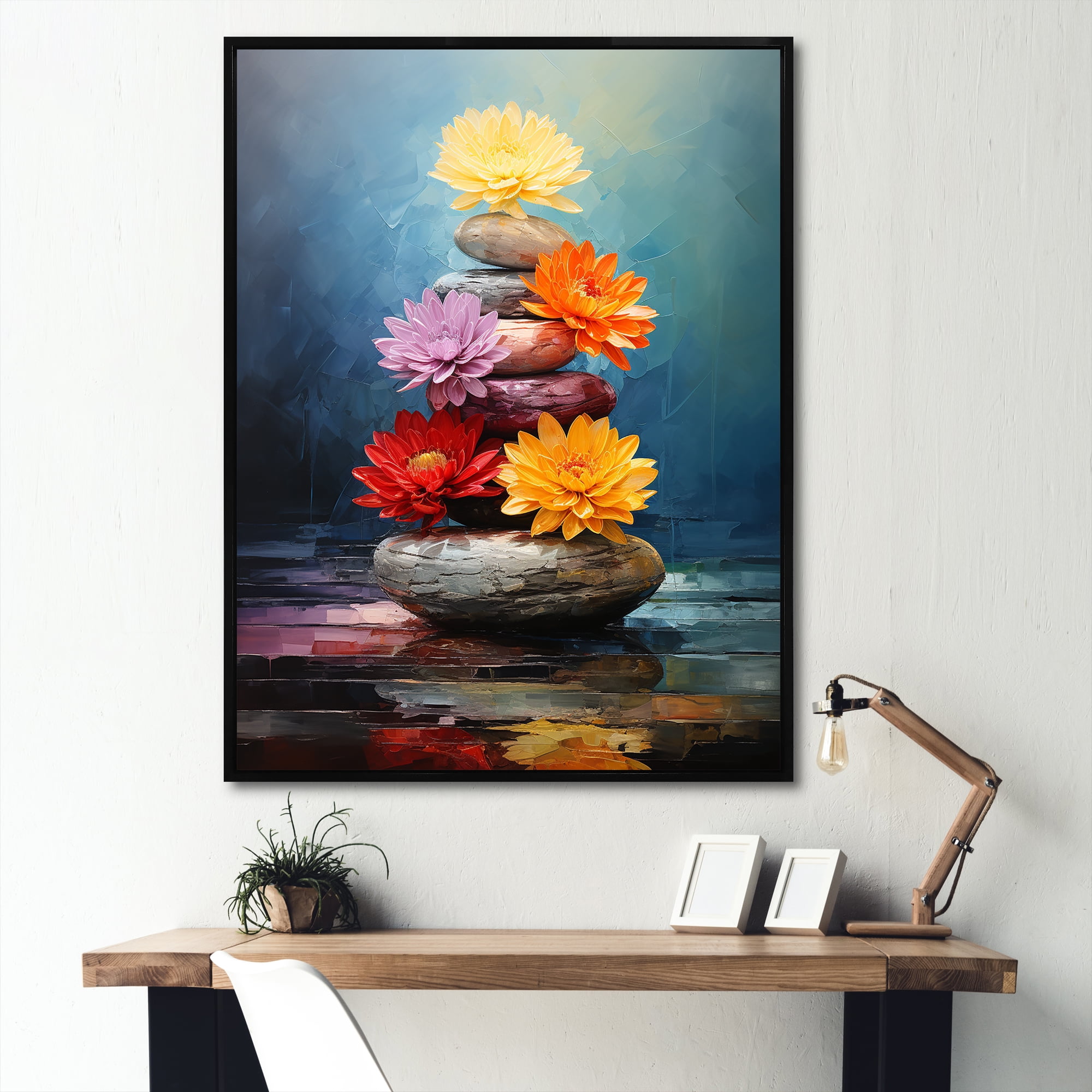 Designart "Zen Balance Spiritual Stone II" Spiritual Framed Wall Art